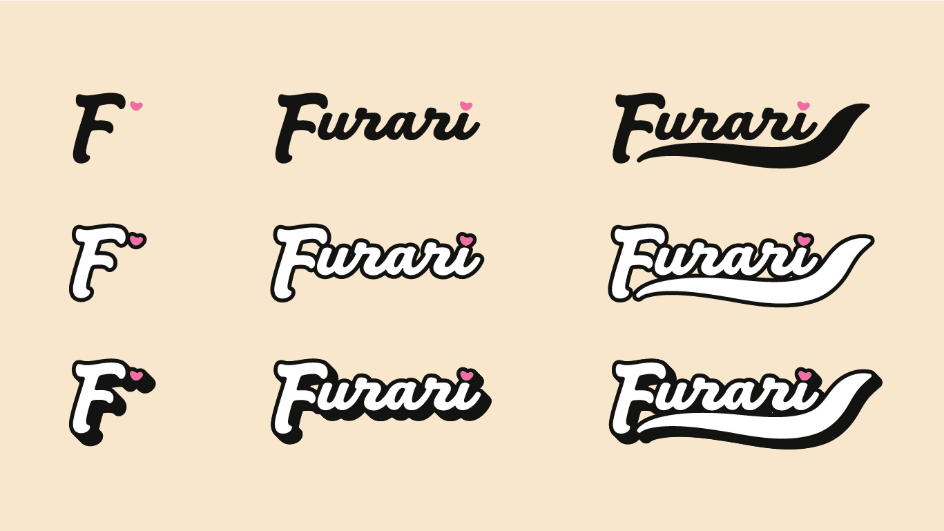 Furari logo variations and typography